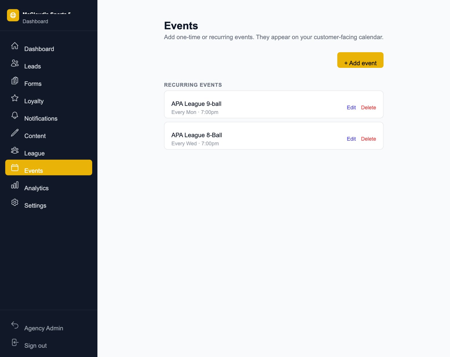Events Calendar